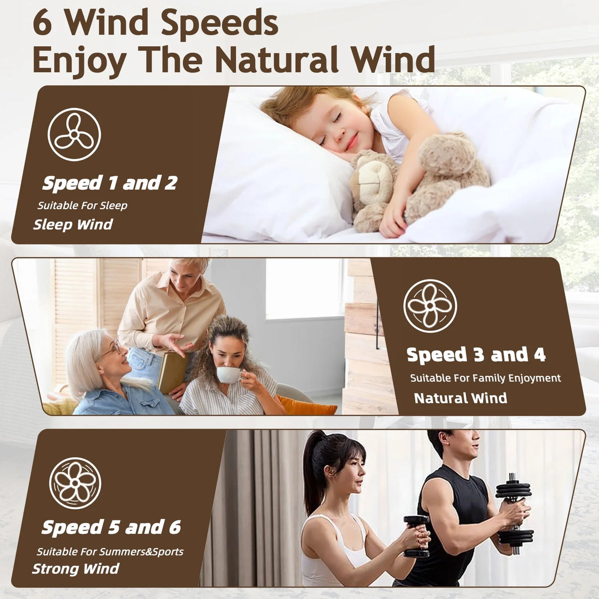 52" Ceiling Fan with Remote Control No Light, 6 Speeds Reversible DC Motor 5 Blades Black/Walnut C2687