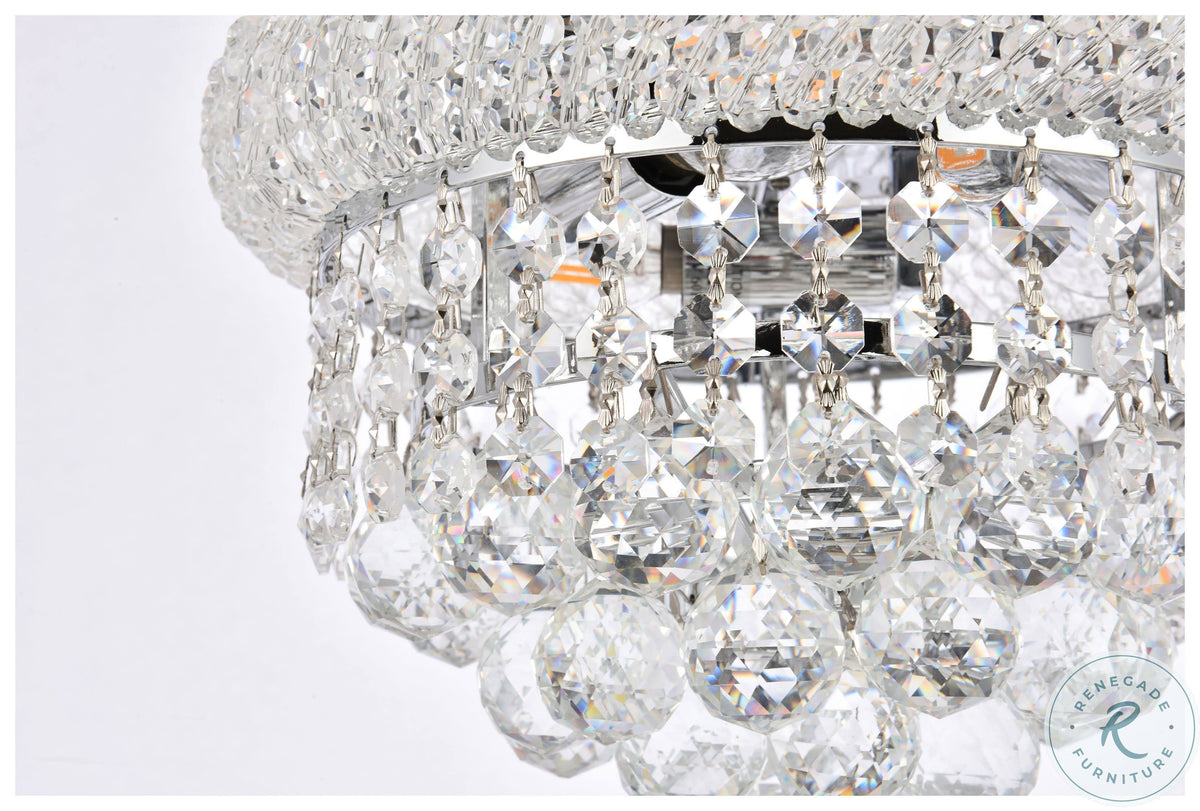 3 Light Chrome Flush Mount Cut Crystal X107227