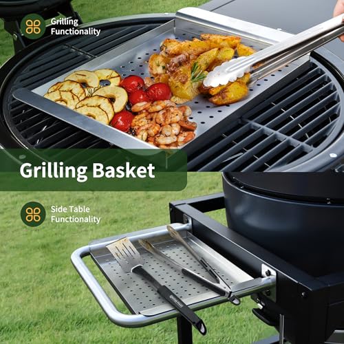 22" Cast Iron Kamado Charcoal Grill & Smoker W223