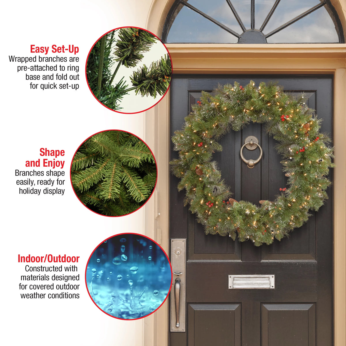 Pre-Lit Artificial Christmas Wreath N570