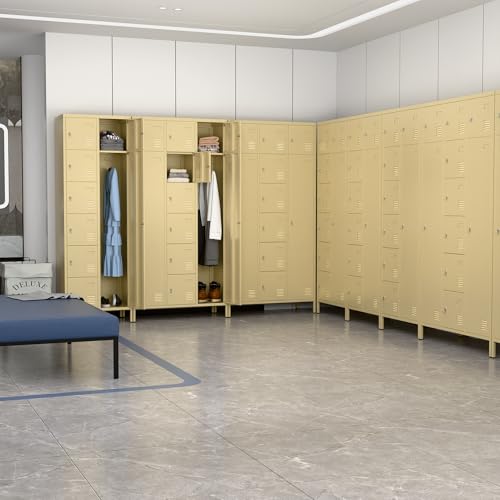 72" H Metal Storage Lockers with Doors and Rod, 7+1 Doors, Camel P2286
