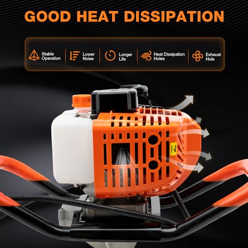 52cc 1700W Gas Powered Auger Post Hole Digger with 3 Drill Bits Y85339