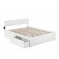 King Solid Wood Bed with Storage Drawers in White I43822