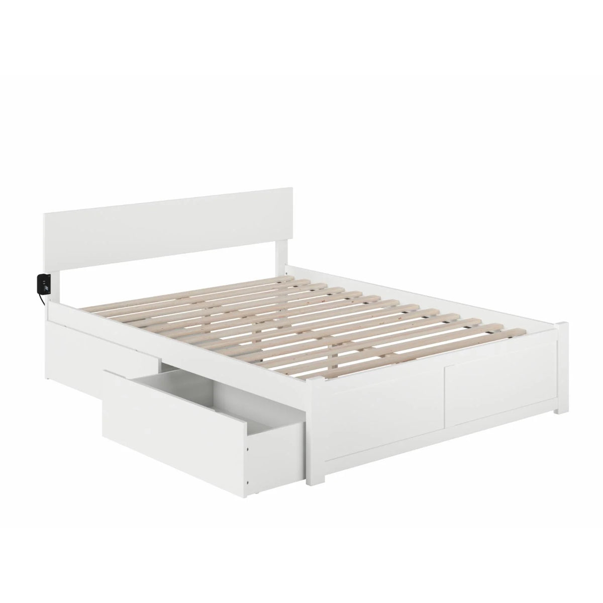 King Solid Wood Bed with Storage Drawers in White I43822