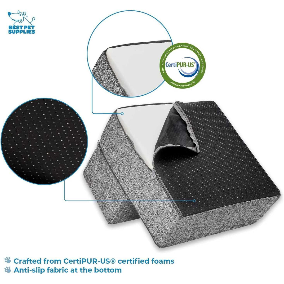 Foldable Pet Steps/Stairs with CertiPUR-US Certified Foam G3278