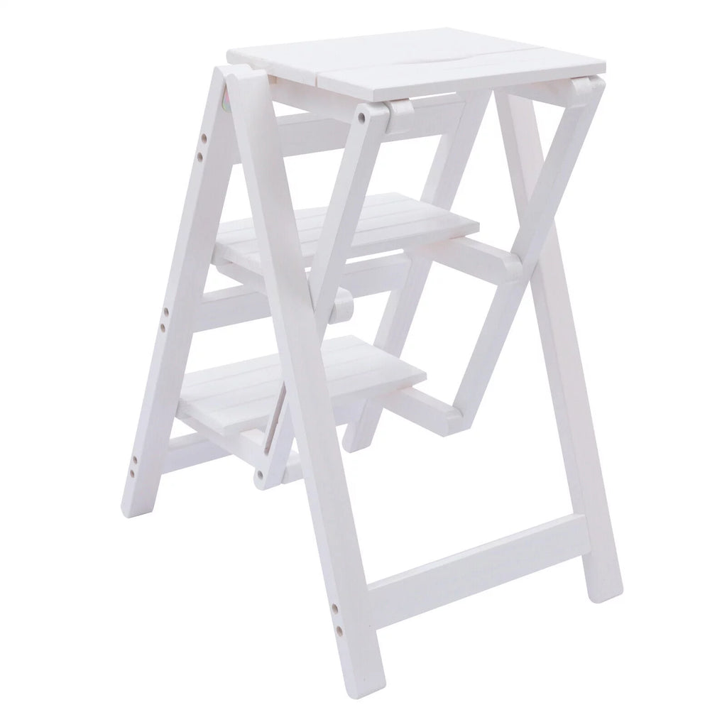 Folding Wooden Step Stool Anti-Slip White G4516