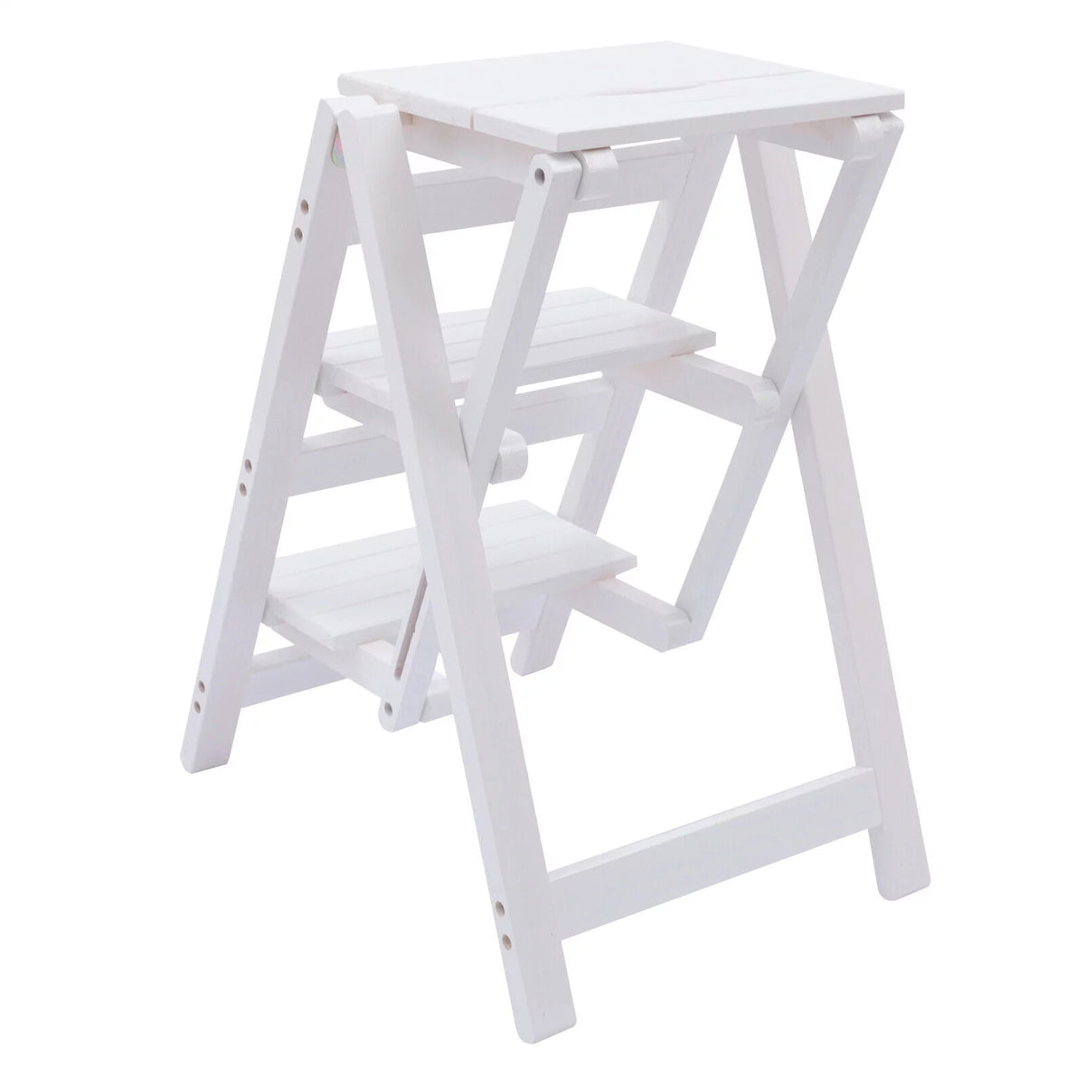 Folding Wooden Step Stool Anti-Slip White G4516
