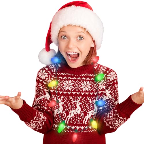 4 Pack LED Light Up Christmas Bulb Necklace F5503