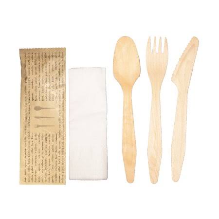 Wood Utensil Kit with Napkin 300-ct. Case U33529