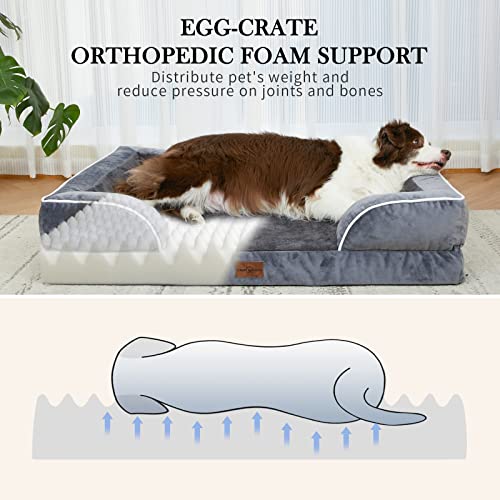 Jumbo Waterproof Orthopedic Memory Foam Dog Bed with Bolster and Removable Cover V173287