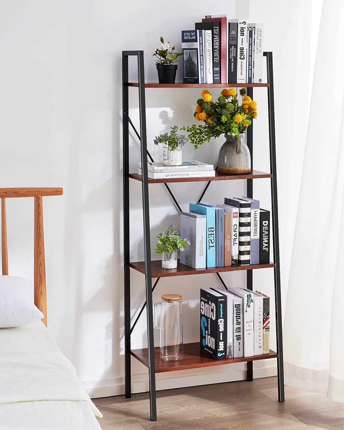 4-Tier Industrial Ladder Bookcase C974