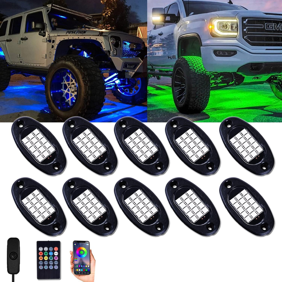 RGB LED Rock Lights 10 Pods B703827