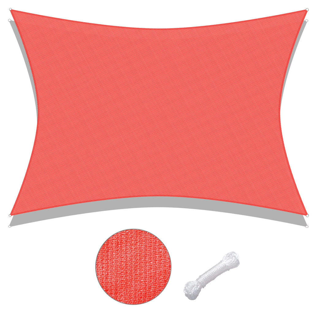 19x13Ft 97% UV Block Rectangle Sun Shade Sail Watermelon Red R4992