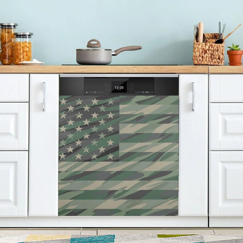 Military Camouflage American Flag Dishwasher Magnet Cover 23" x 26" G1998