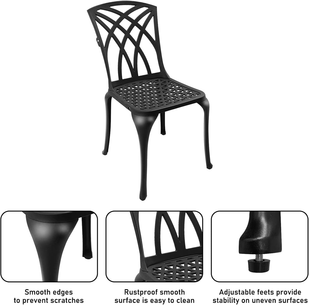 Black Cast Aluminum Outdoor Dining Arm Chairs, Set of 4 Y3555