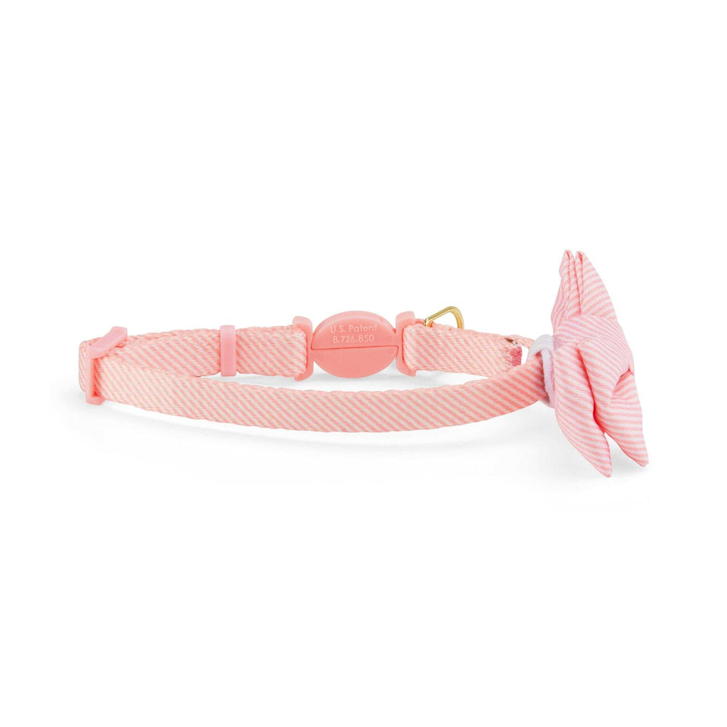 Blue Seersucker Breakaway Bowtie Kitten Collar I946
