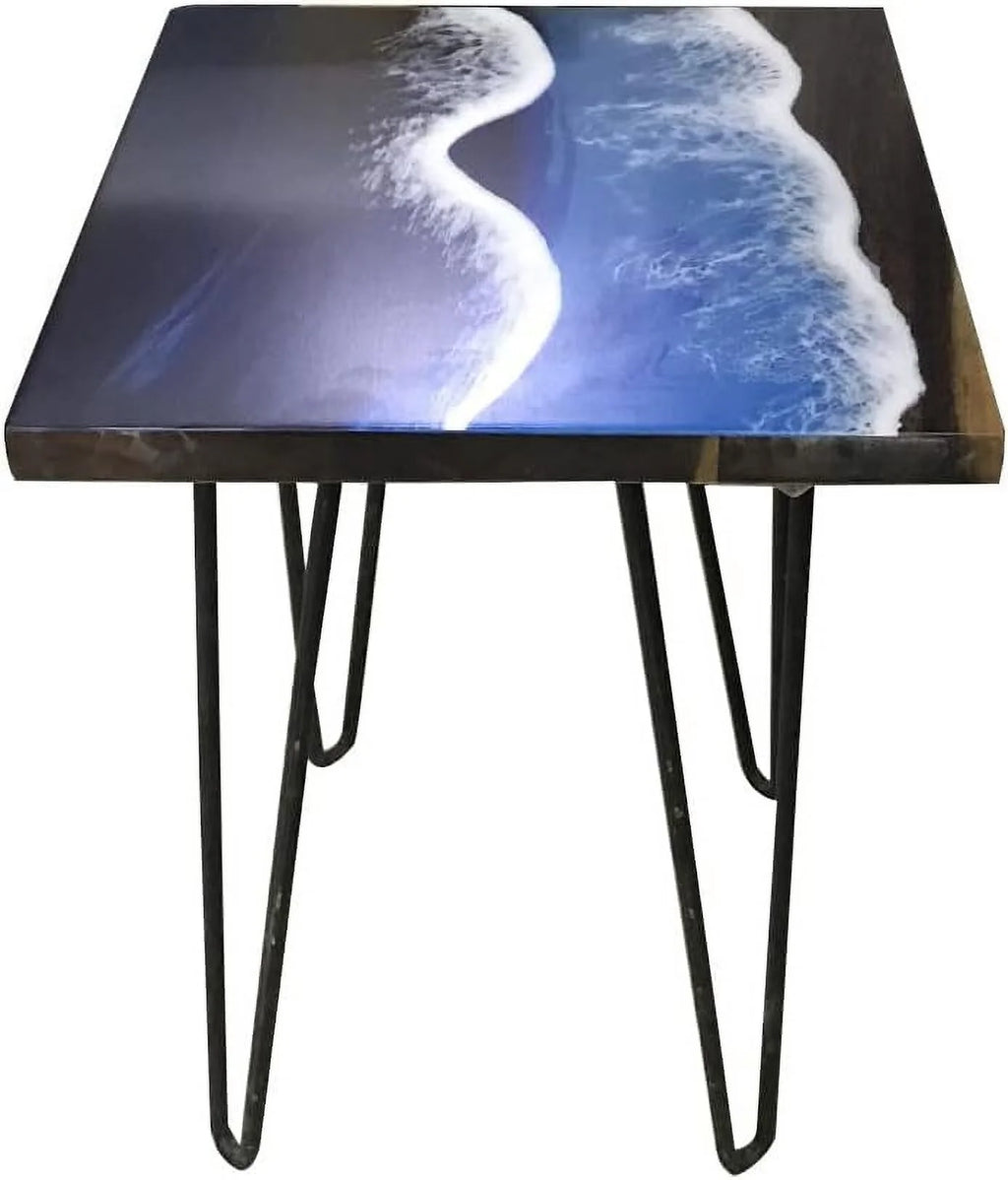 Natural Edge Epoxy Resin Wood Coffee Table Hairpin Legs G396