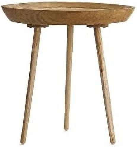 Round Table 19.7" x 19.7" x 20.1" Natural Teak Wood Table F901643