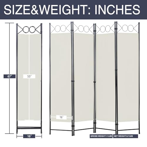 Blue 4 Panel 6FT Room Divider with Steel Frame R198004