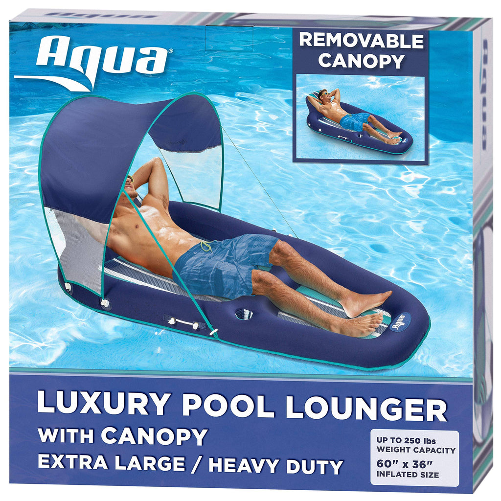 Oversized Inflatable Pool Lounger Float with Sunshade Canopy, Blue C363220