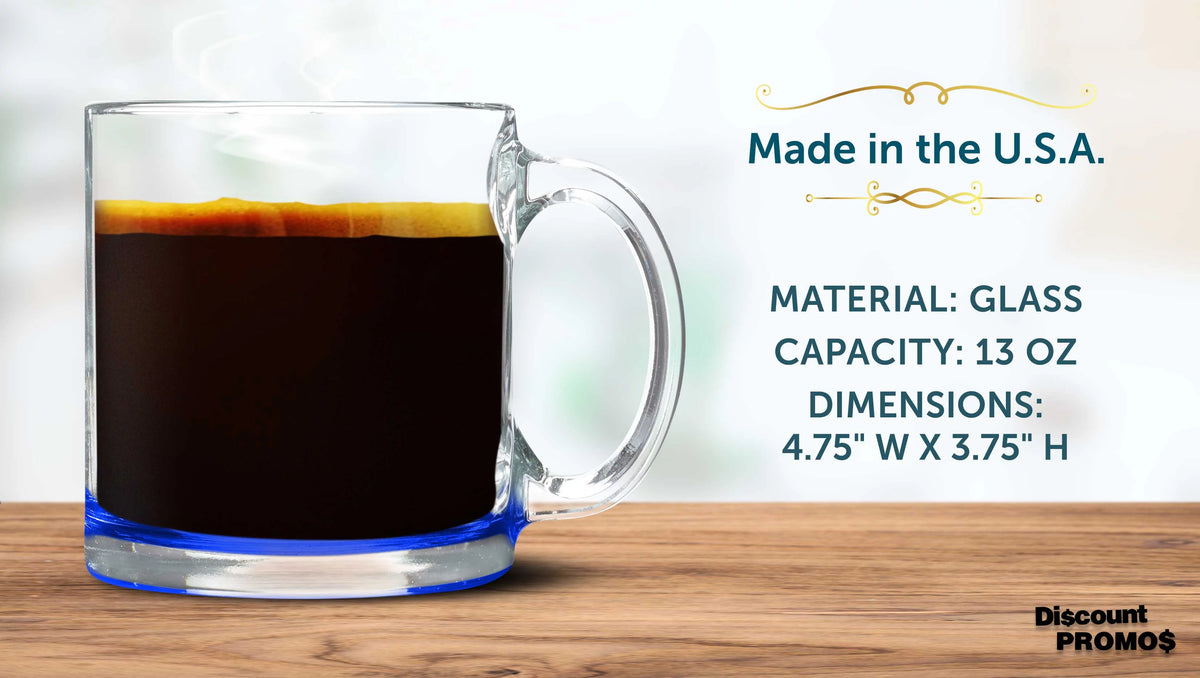 Clear Glass Coffee Mugs 13 oz. Set of 10 C175