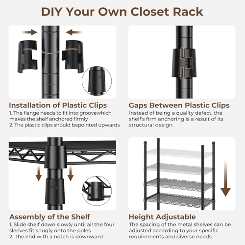 Black Heavy Duty Metal Freestanding Clothing Rack with Shelves & Wheels Y512236