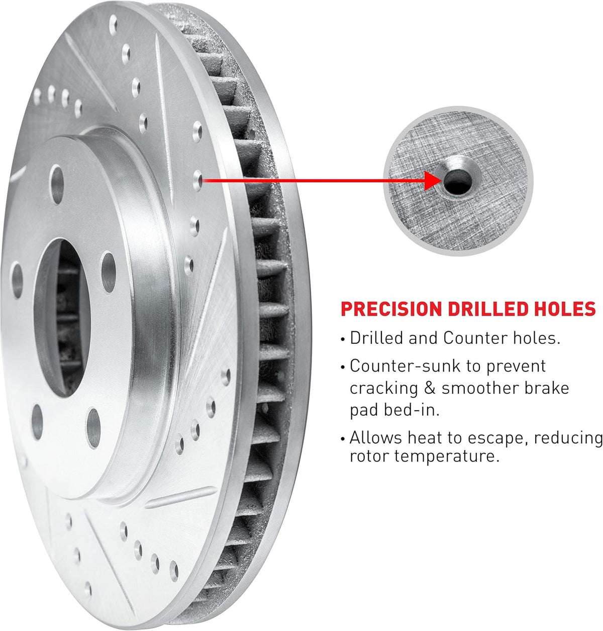 Drilled and Slotted Brake Rotors with Ceramic Brake Pads W530486