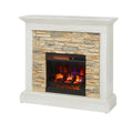 Tan Freestanding Electric Fireplace with Faux Stone T479923