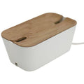 Medium Hideaway Cable Organiser in White and Natural C489631