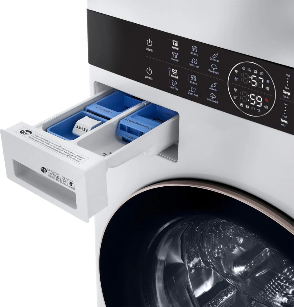 White Front Load Washer & Dryer Stacked Unit W9881