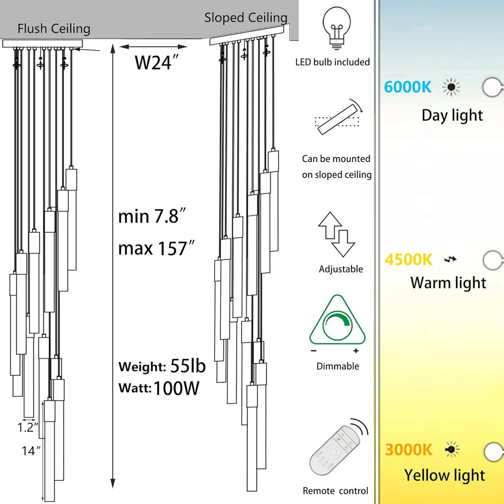 24-Lights Silver Chrome Modern Dimmable Crystal Chandelier A200268