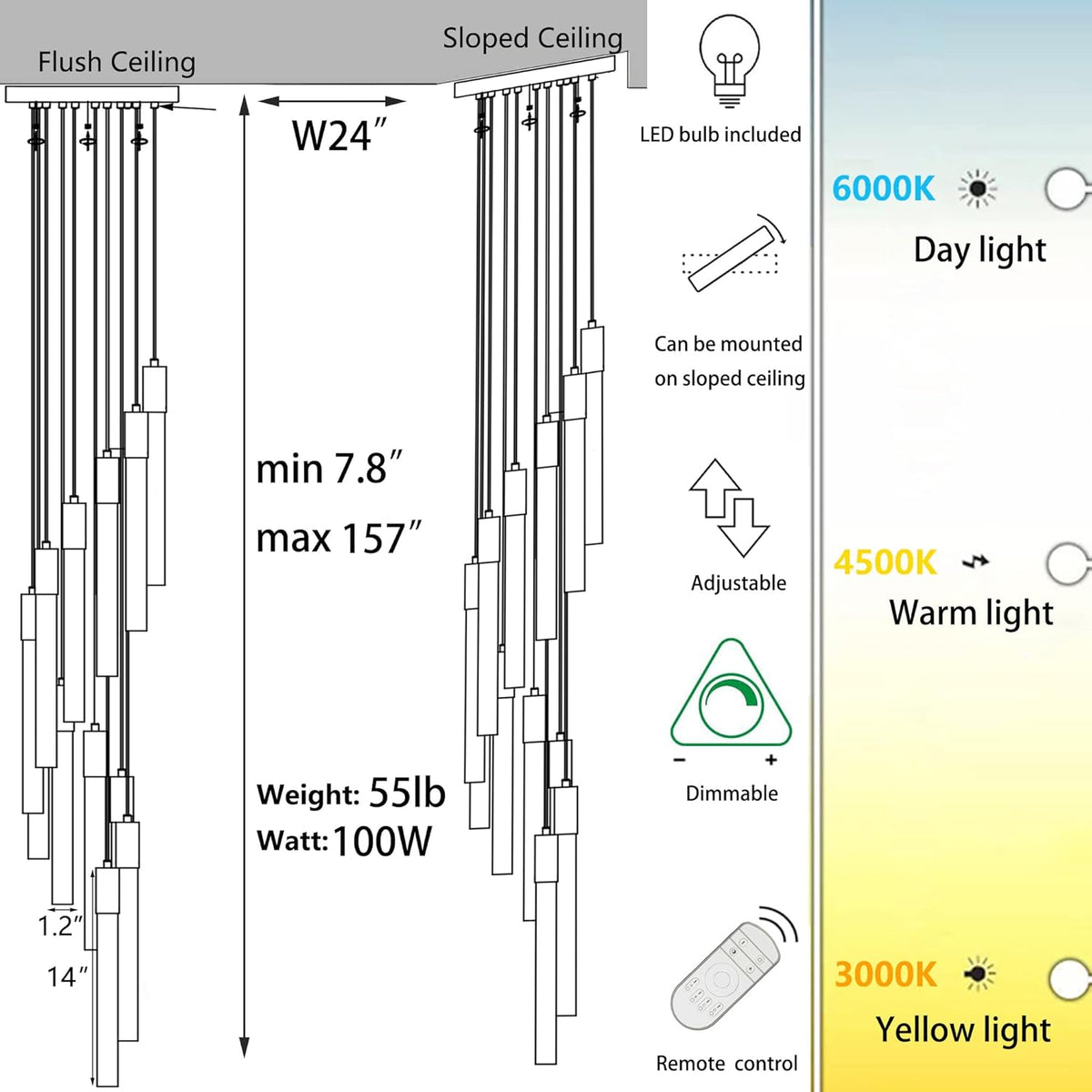 24-Lights Silver Chrome Modern Dimmable Crystal Chandelier A200268