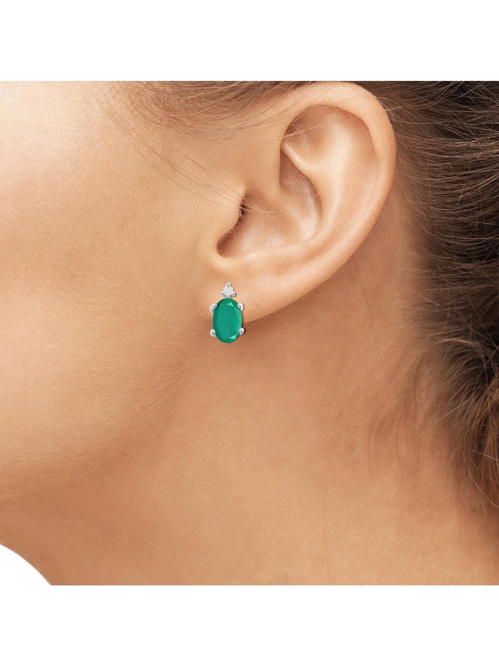 Emerald And White Diamond Accent Sterling Silver Stud Earrings N834135