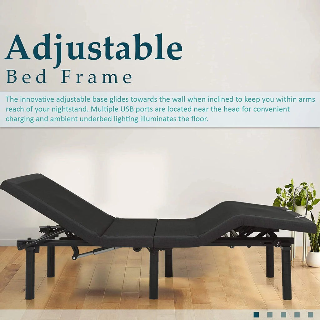 Adjustable Bed Frame with Dual Massage and USB Charging Ports A6528