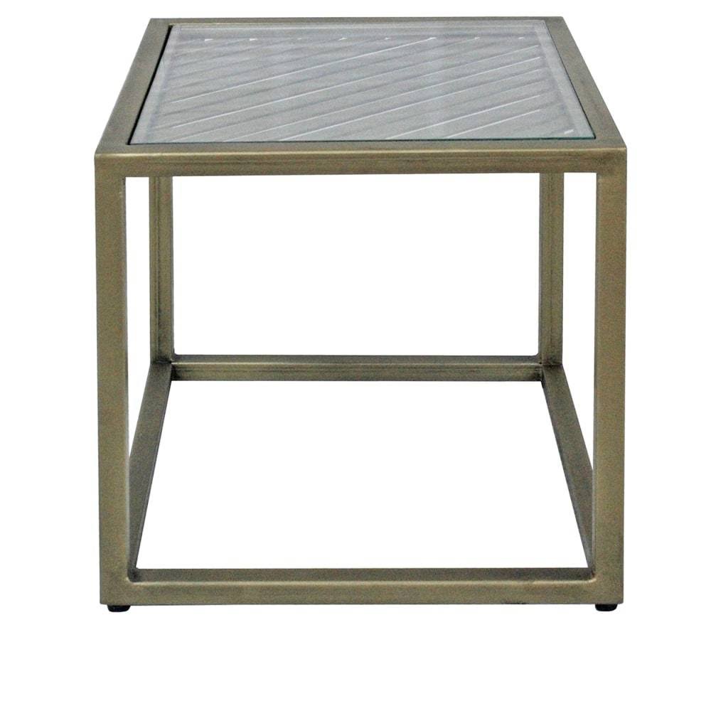 Gold Metal and Glass End Table D6489