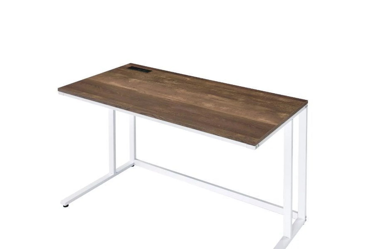 Walnut White Writing Desk with USB Port U880