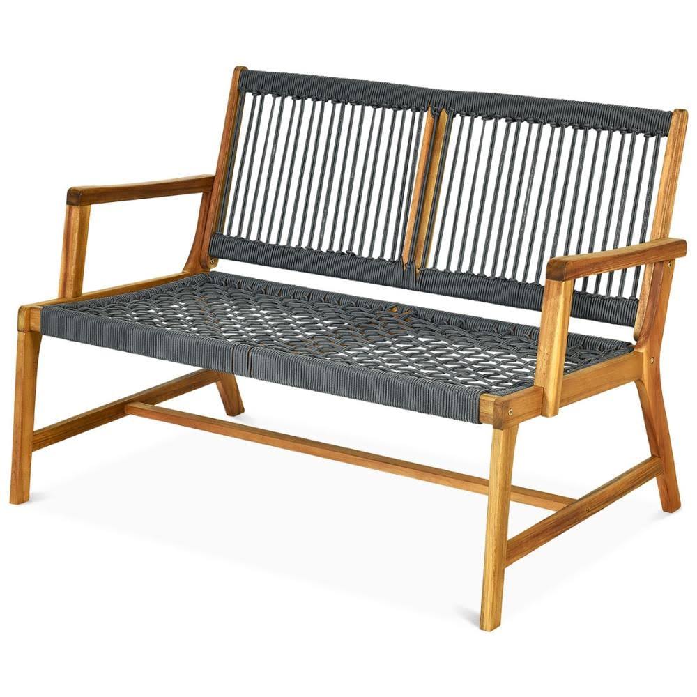 Grey Acacia Wood 2-Person Bench O9165