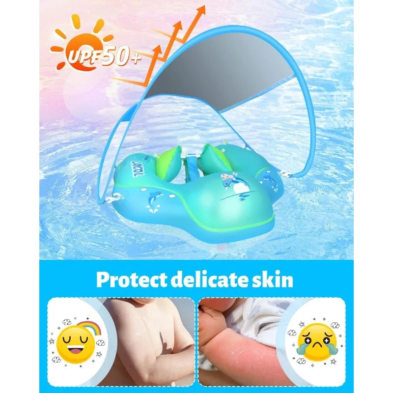 Inflatable Baby Swimming Pool Float Ring with Sun Protection Canopy C232