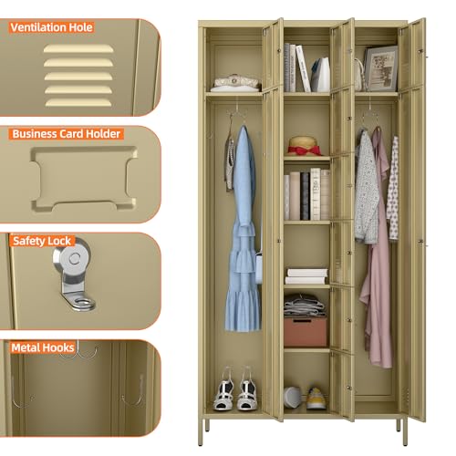 72" H Metal Storage Lockers with Doors and Rod, 7+1 Doors, Camel P2286