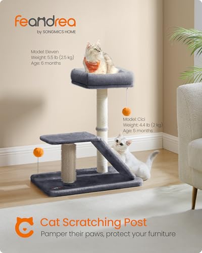 Dark Gray Cat Scratching Post with Bed J585547