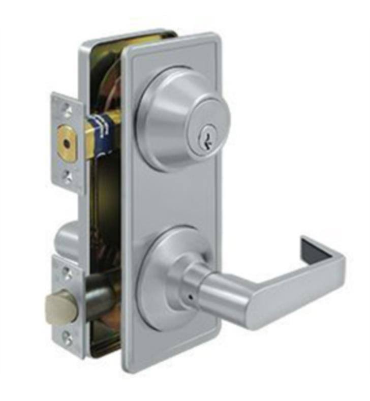 Brushed Chrome Interconnected Lock with Lever R10654