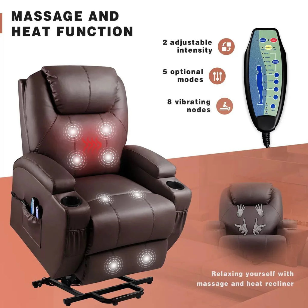 Black Faux Leather Power Lift Recliner I511