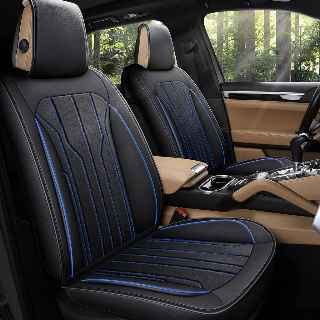 Leather Car Seat Covers, Full Set, Black Red G141025