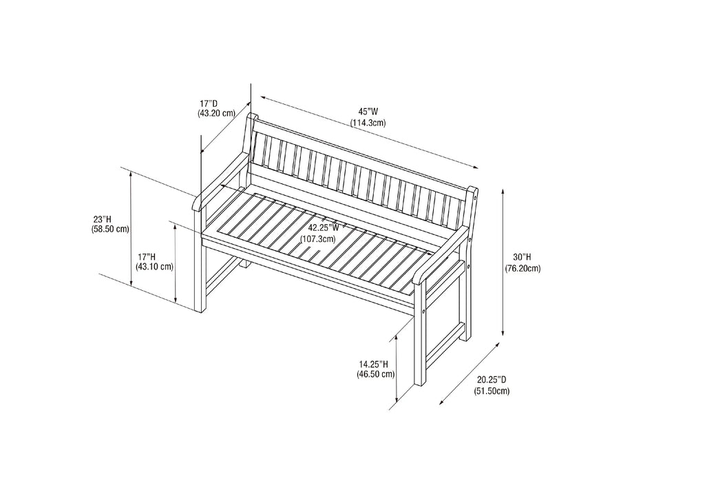 Acorn Brown Indoor/Outdoor Bench K9841