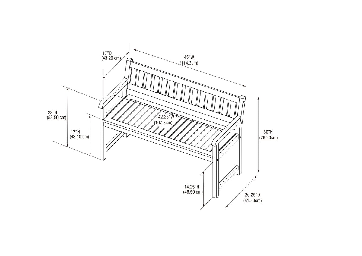 Acorn Brown Indoor/Outdoor Bench K9841