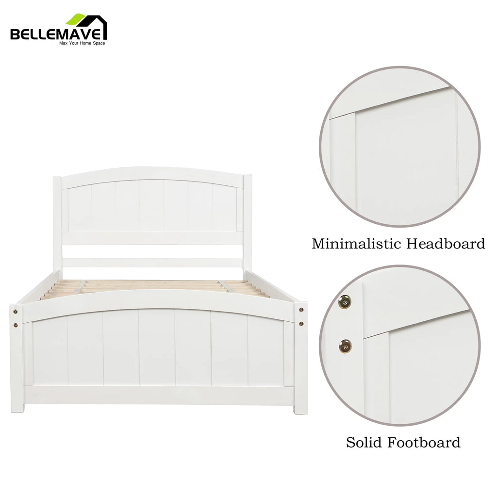 Twin White Wood Kids Platform Bed D798114