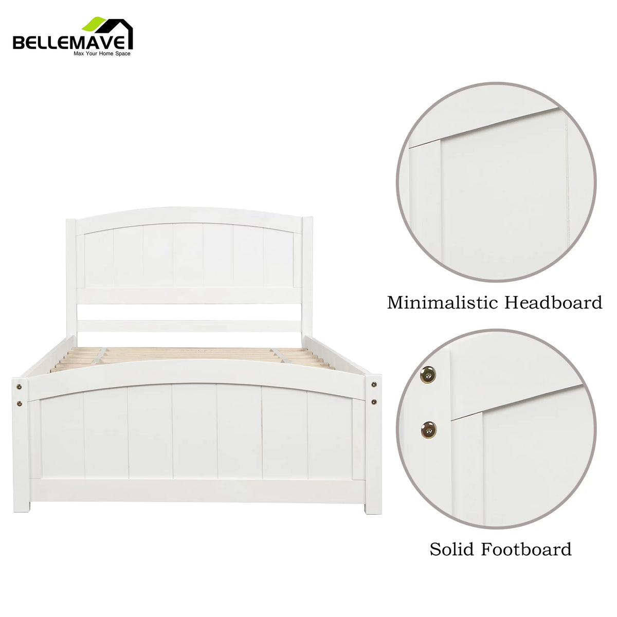 Twin White Wood Kids Platform Bed D798114