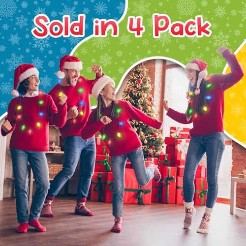 4 Pack LED Light Up Christmas Bulb Necklace F5503