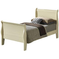 Beige Twin Sleigh Bed with Headboard and Footboard N9941