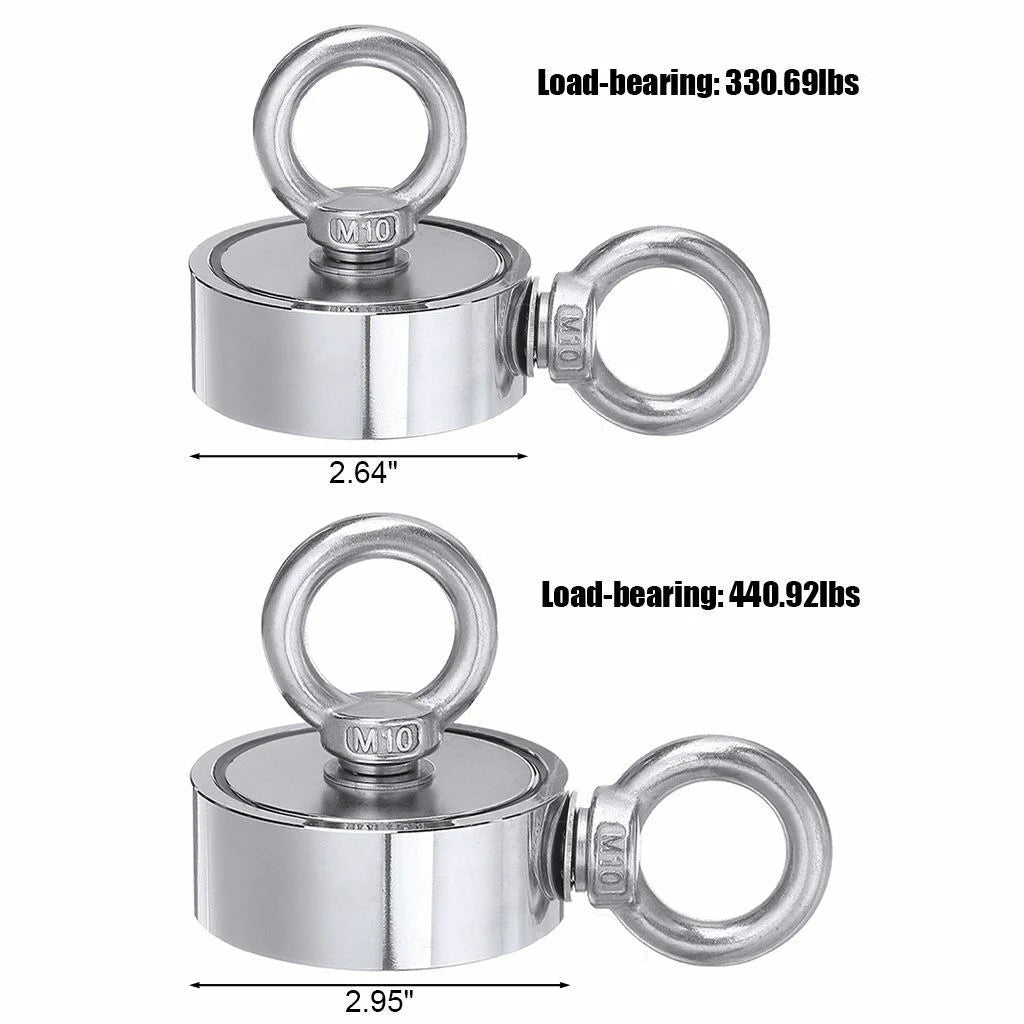 1300 Lbs Pull Force Neodymium Fishing Magnet Kit with Rope and Carabiner Y8830